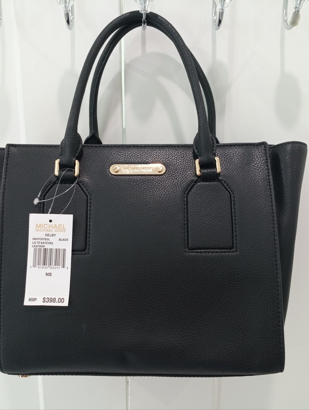 Michael Kors Selby Black Pebbled Leather Classic Purse NWT